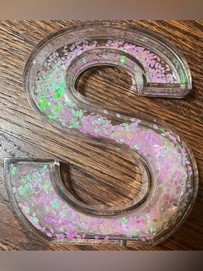 Iridescent Glitter Resin Letter S